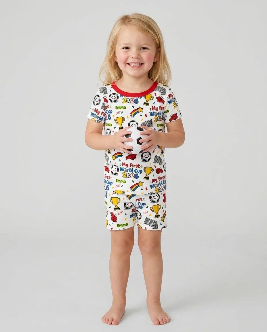 Pijama de bambú de dos piezas de manga corta con pantalón corto, plantilla personalizada