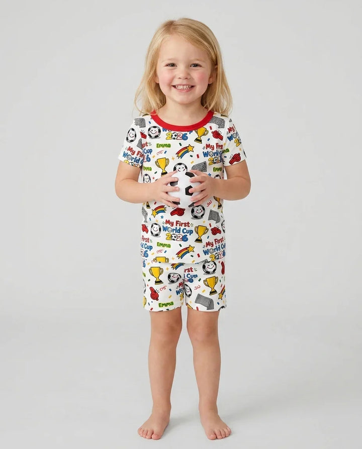 Pijama de bambú de dos piezas de manga corta con pantalón corto, plantilla personalizada