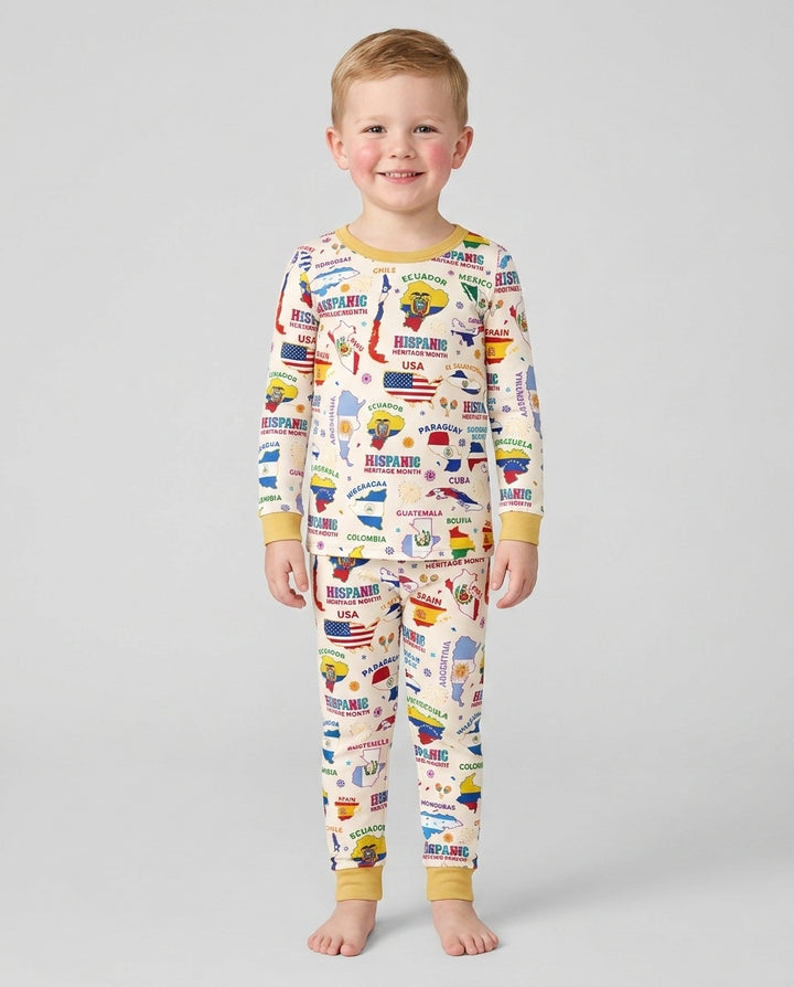 Hispanic Heritage Month Country Flags Bamboo Two Piece Long Sleeve Pajama Set