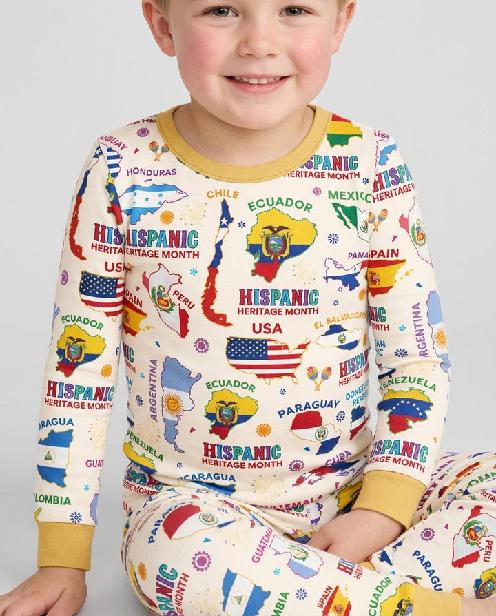 Hispanic Heritage Month Country Flags Bamboo Two Piece Long Sleeve Pajama Set