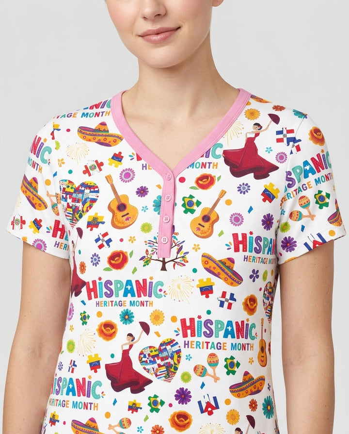 Fiesta Hispanic Heritage Month Bamboo Women Short Sleeve Short Pajama Set