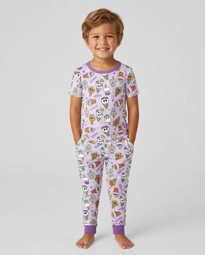 Conjunto de pijama de dos piezas de bambú de manga corta, plantilla personalizada