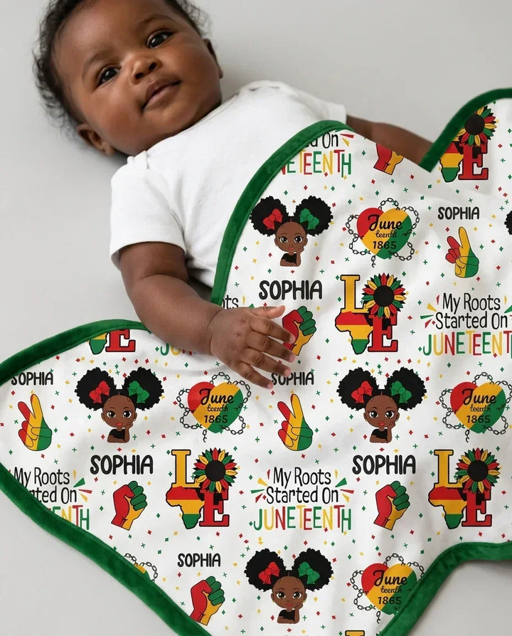 Custom Name My Roots Started On Juneteenth Bamboo Blanket