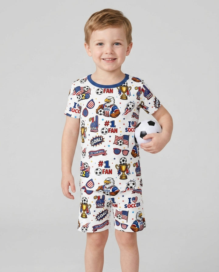 Conjunto de Pijama de Dos Piezas de Bambú con Mangas Cortas y Pantalones Cortos