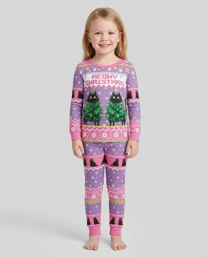Meowy Christmas Bamboo Two Piece Long Sleeve Pajama Set