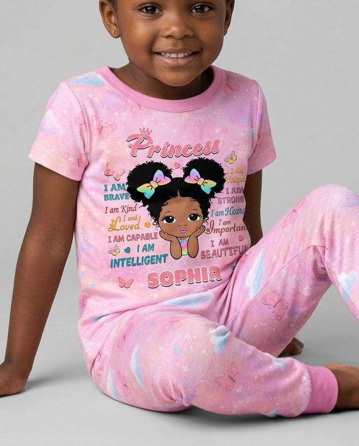 Black Princess I Am Beautiful Bamboo Two Piece Short Sleeve Pajama Set