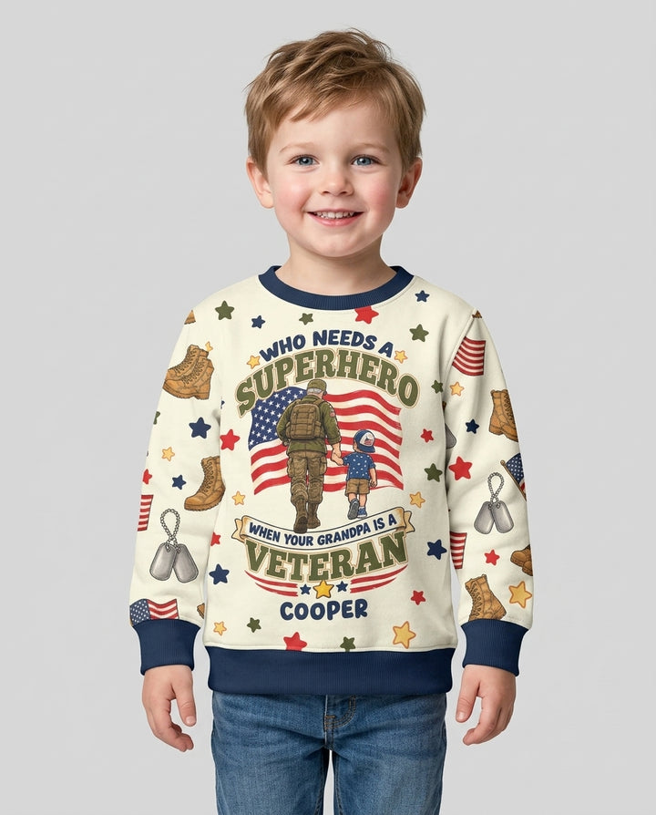 Who Needs Superhero When Your Grandpa Is A Veteran Bamboo Crewneck Sweatshirt