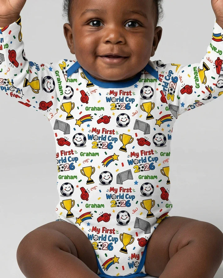 Custom Name My First Soccer Cup Bamboo Bodysuit