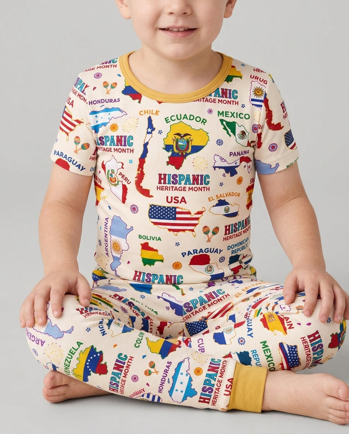 Conjunto de pijama de dos piezas de manga corta de bambú
