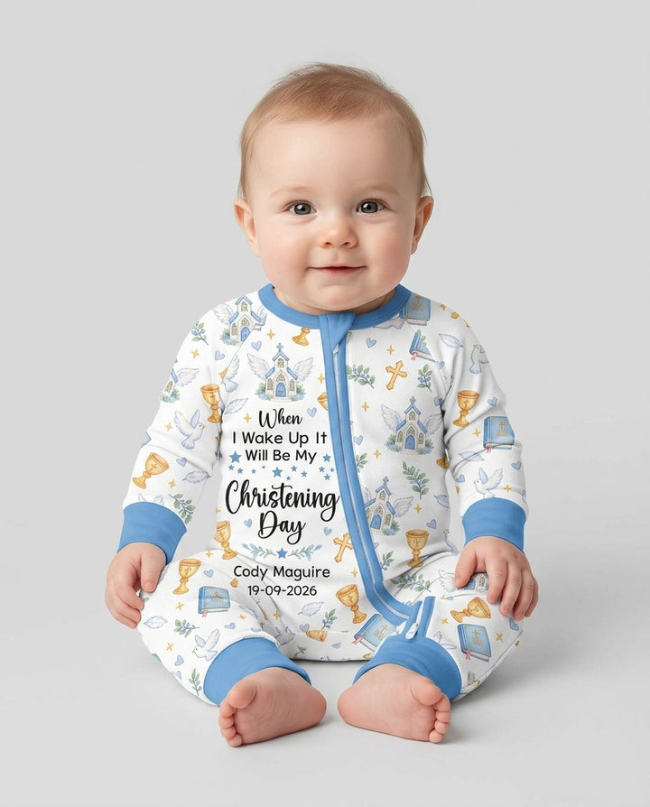 Personalized When I Wake Up It Will Be My Christening Day Bamboo Convertible Zippy