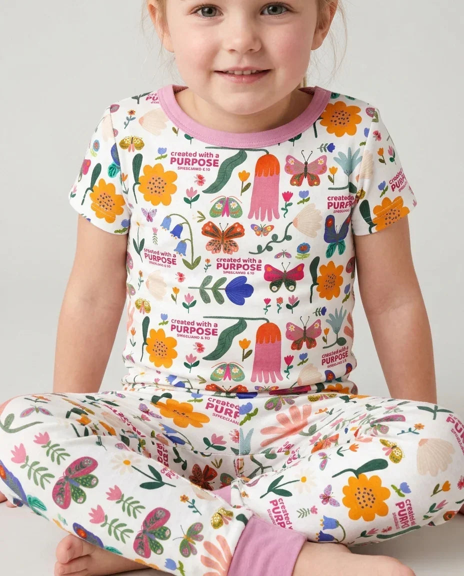 Created With A Purpose Bamboo Two Piece Short Sleeve Shorts Pajama Set