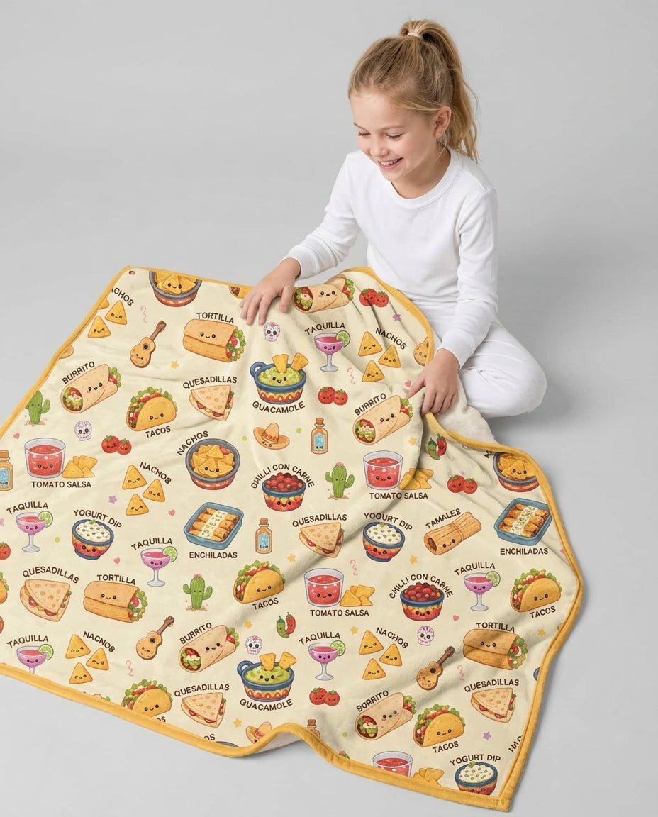 Kawaii Mexican Food Bamboo Blanket