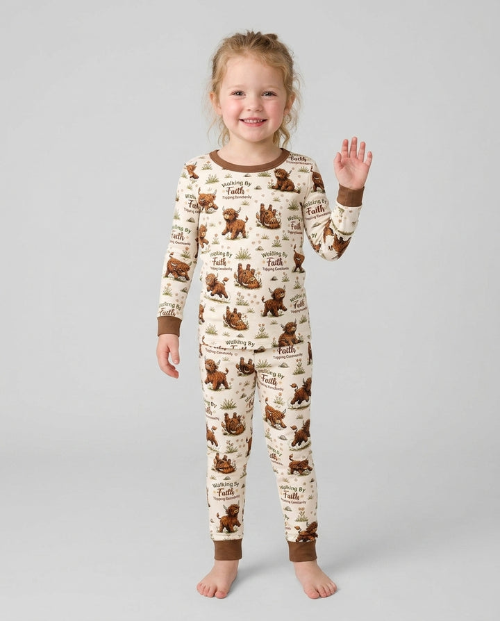 Walking By Faith Tripping Constantly Bamboo Two Piece Long Sleeve Pajama Set