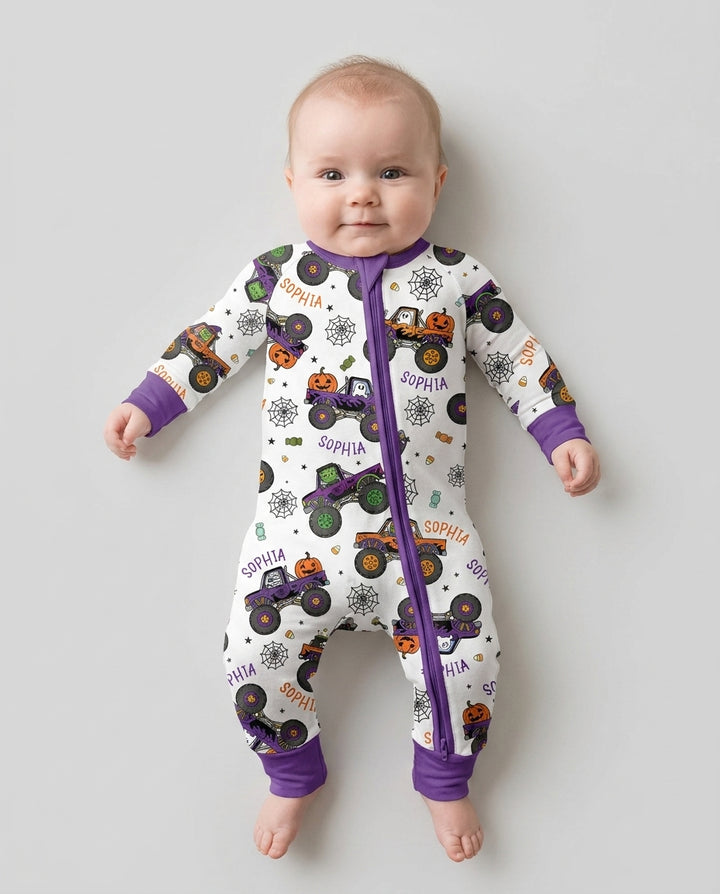 Custom Name Halloween Monster Truck Bamboo Convertible Zippy
