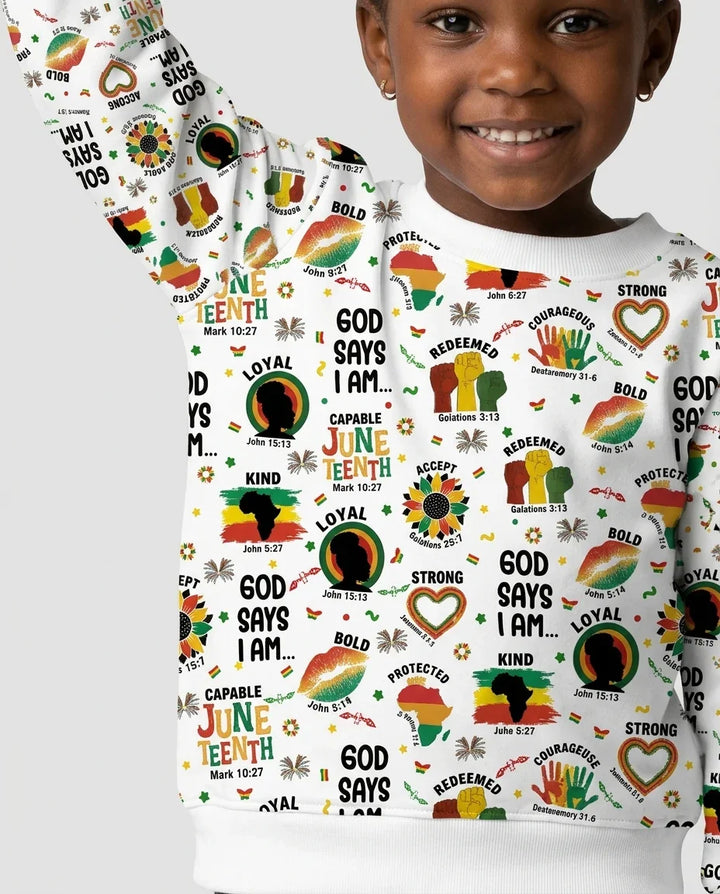 God Says I Am Juneteenth Bamboo Crewneck Sweatshirt
