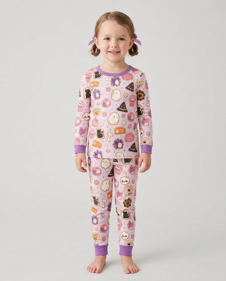 Cute Halloween Sugar Cookies Bamboo Two Piece Long Sleeve Pajama Set