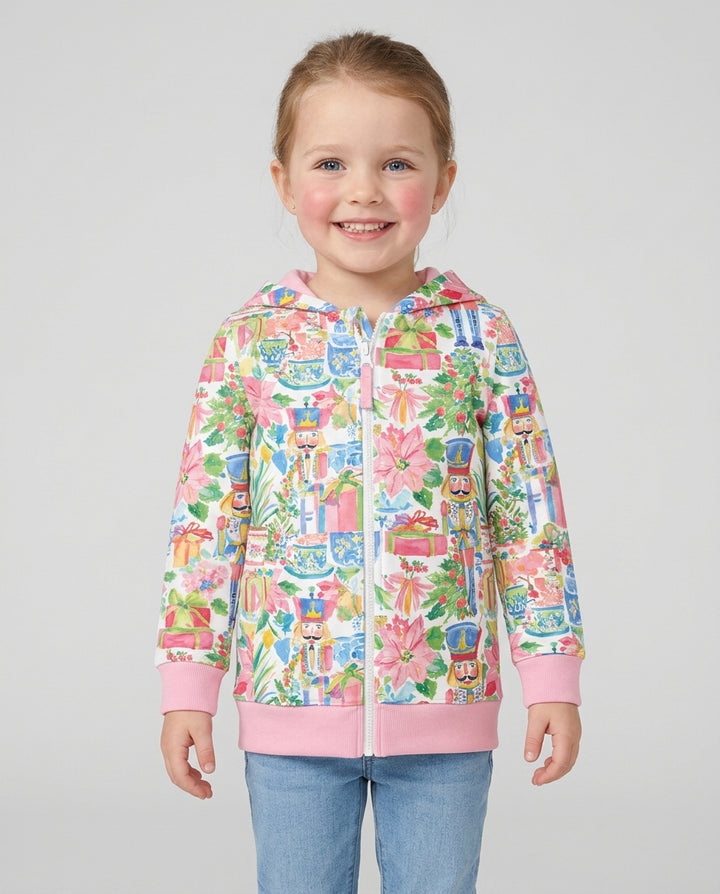 Watercolor Nutcracker Holiday Bamboo Zip Hoodie