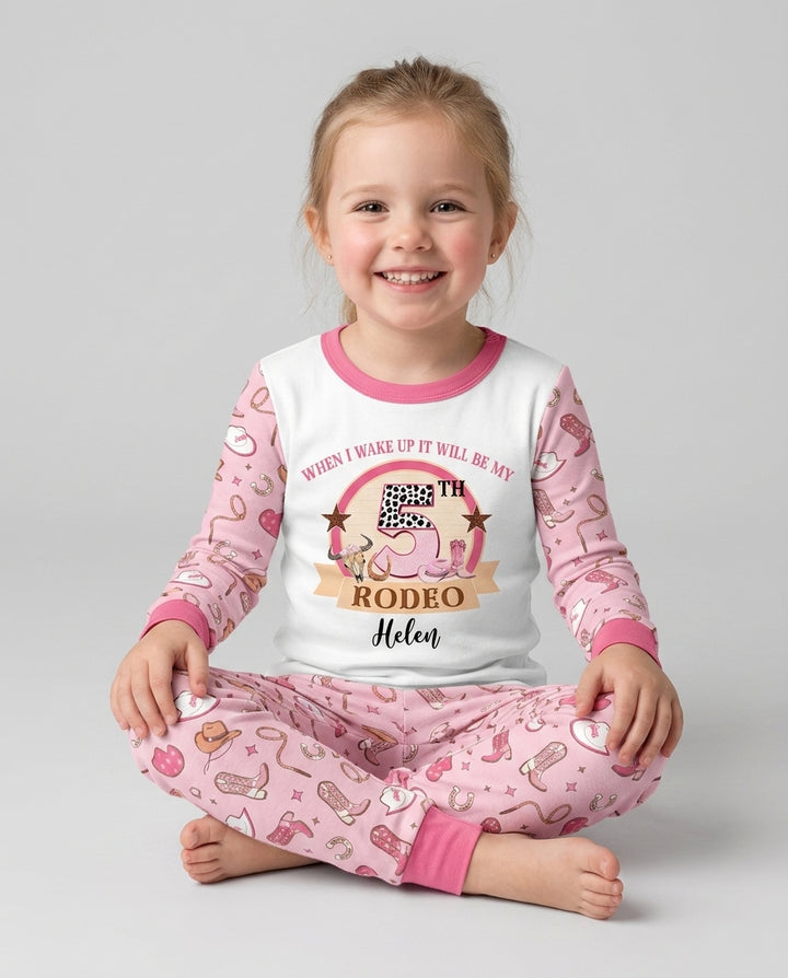 Personalized Birthday When I Wake Up It Will Be Rodeo Bamboo Two Piece Long Sleeve Pajama Set