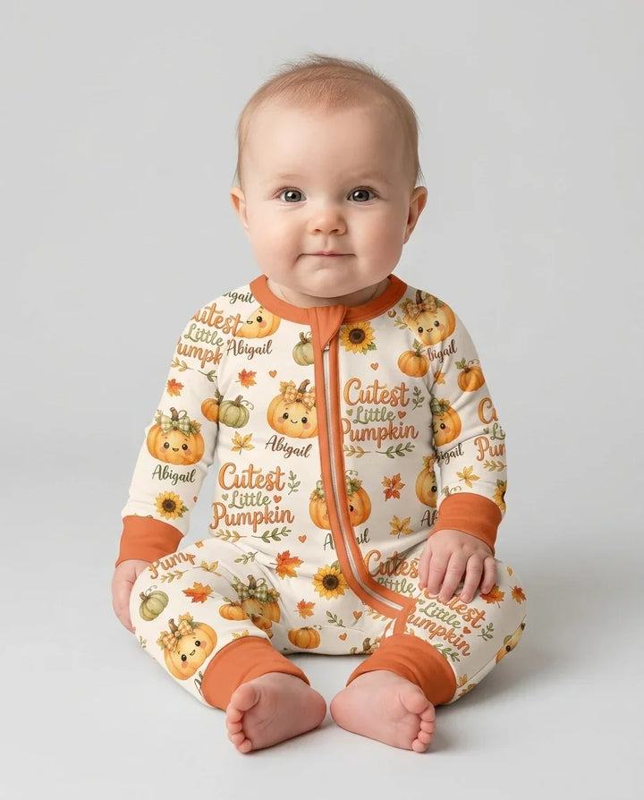 Custom Name Cutest Little Pumpkin Bamboo Convertible Zippy