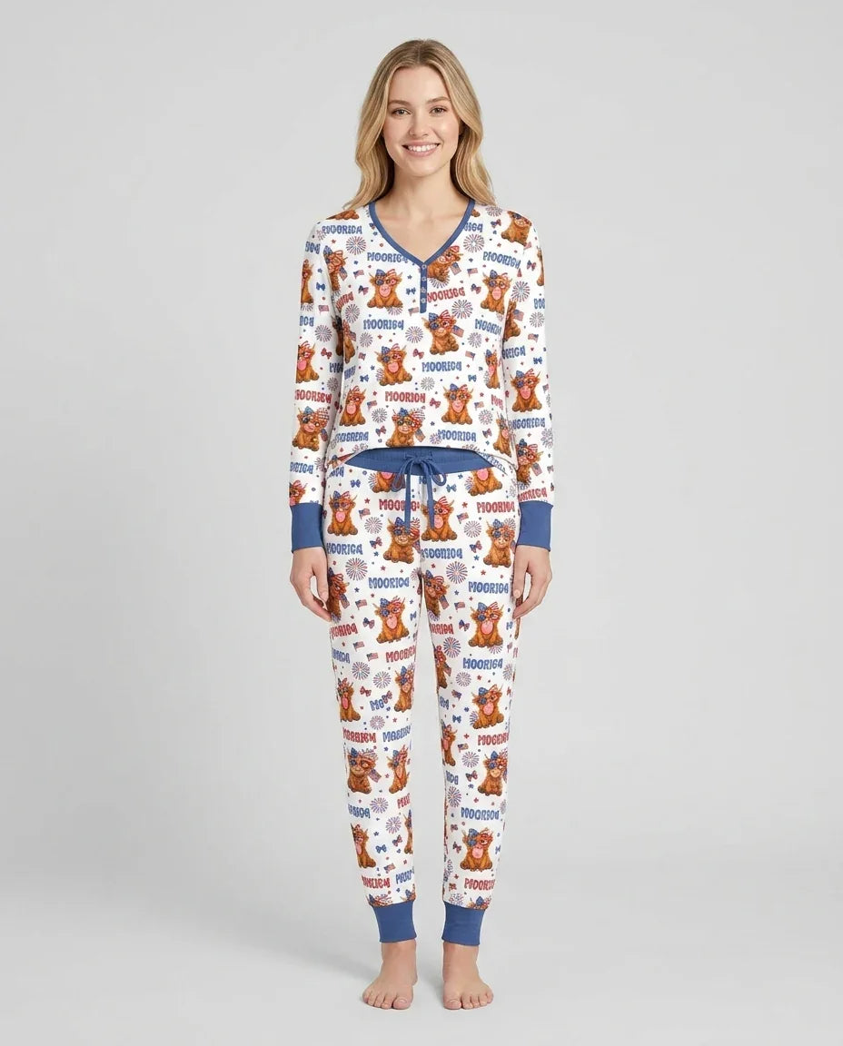 Plantilla de conjunto de pijama de mujer de bambú