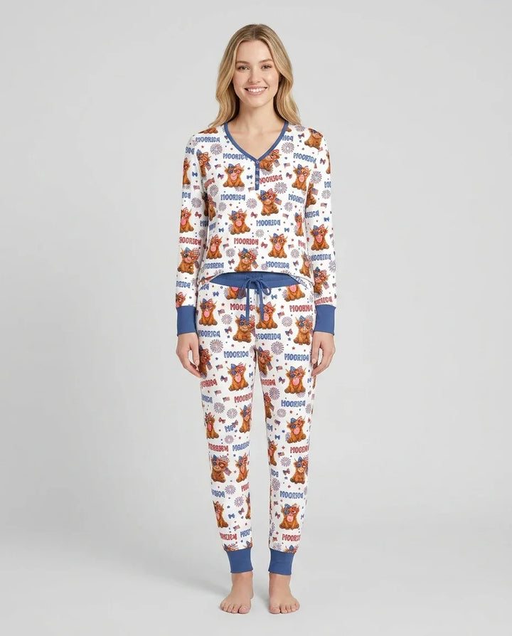 Plantilla de conjunto de pijama de mujer de bambú