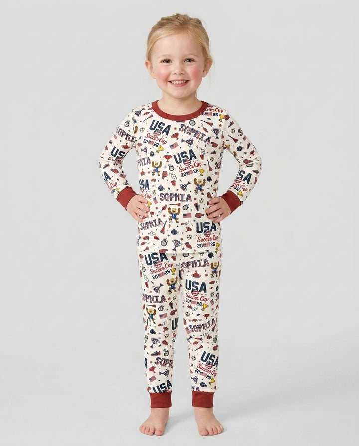 Conjunto de pijama de dos piezas de bambú con mangas largas, plantilla PERSONALIZADA