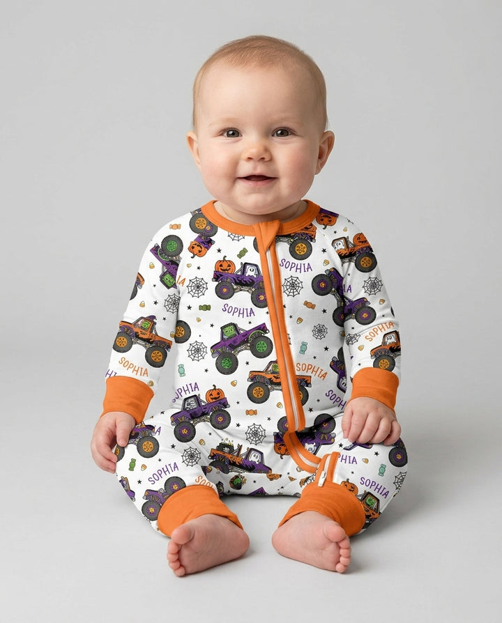 Custom Name Halloween Monster Truck Bamboo Convertible Zippy
