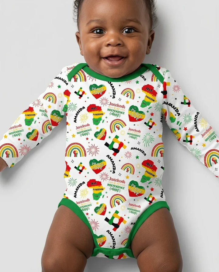 Custom Name Juneteenth Is My Independence Day Bamboo Bodysuit