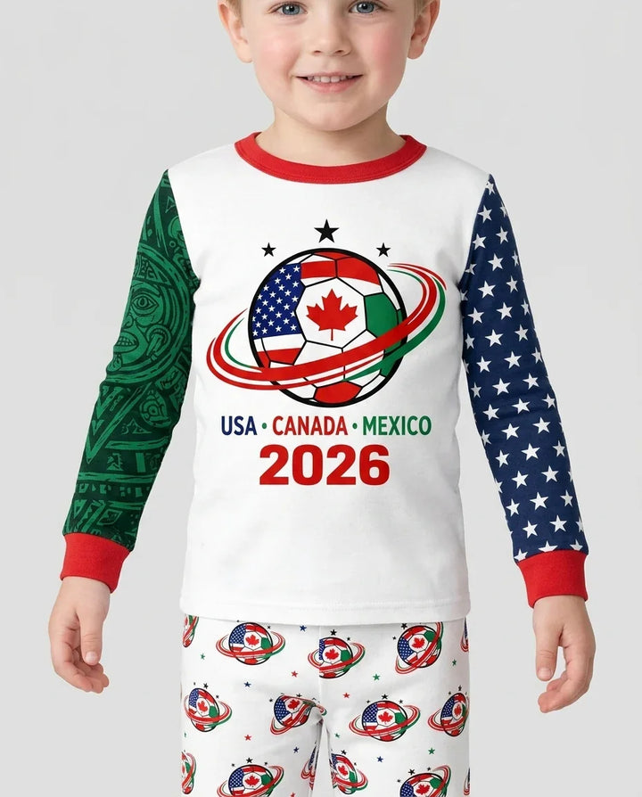 Soccer Cup USA Canada Mexico Bamboo Two Piece Long Sleeve Pajama Set