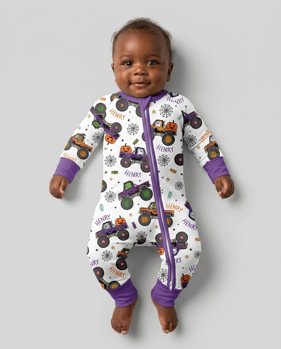 Custom Name Halloween Monster Truck Bamboo Convertible Zippy