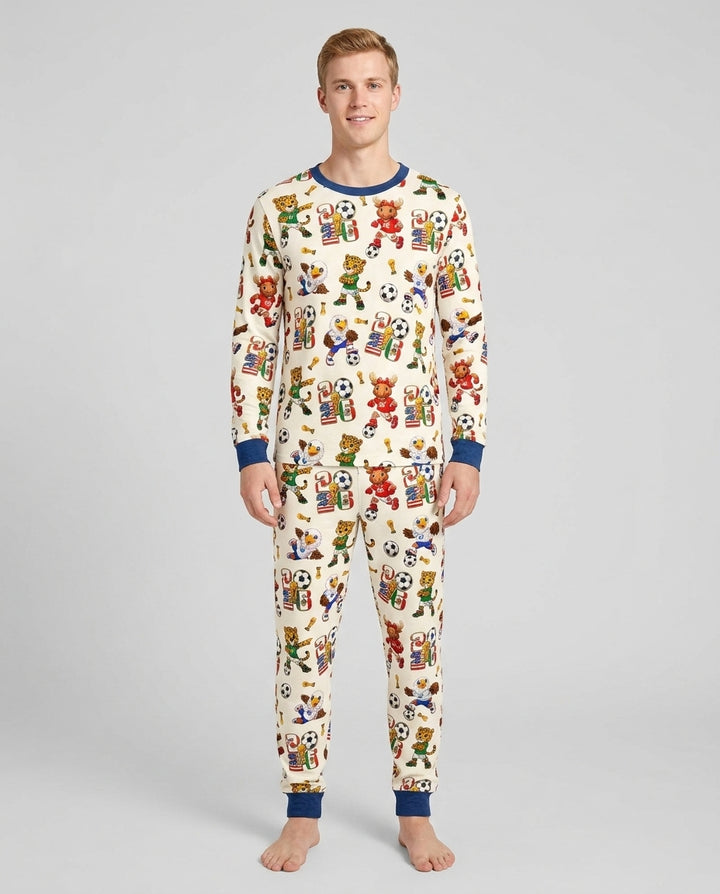 Cute Soccer Mascots USA CAN MEX Bamboo Men's Pajama Set