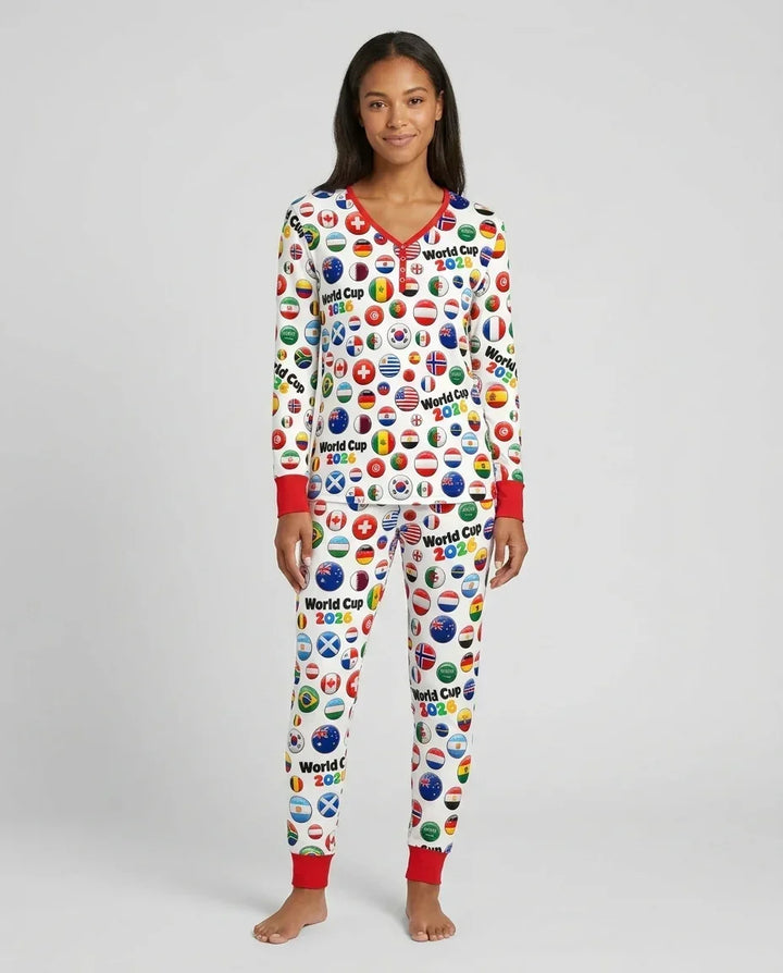 Soccer Cup All Country Balls Bamboo Women Pajama Set