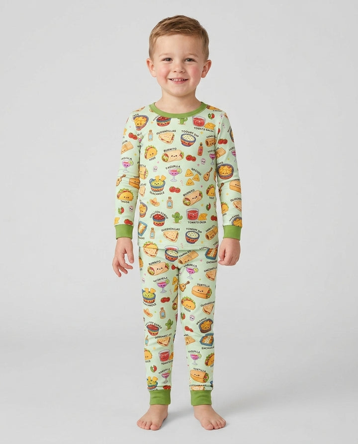 Conjunto de pijama de dos piezas de bambú con mangas largas, plantilla PERSONALIZADA