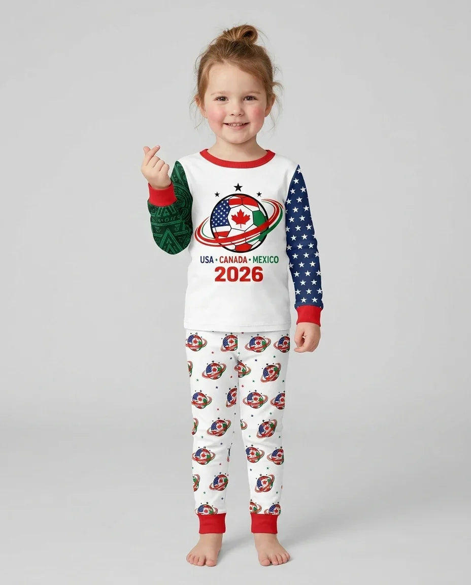 Soccer Cup USA Canada Mexico Bamboo Two Piece Long Sleeve Pajama Set