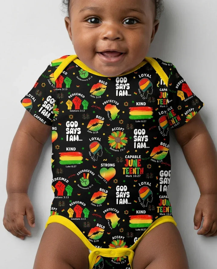 God Says I Am Juneteenth Blessings Bamboo Bodysuit