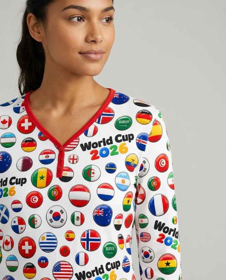 Soccer Cup All Country Balls Bamboo Women Pajama Set