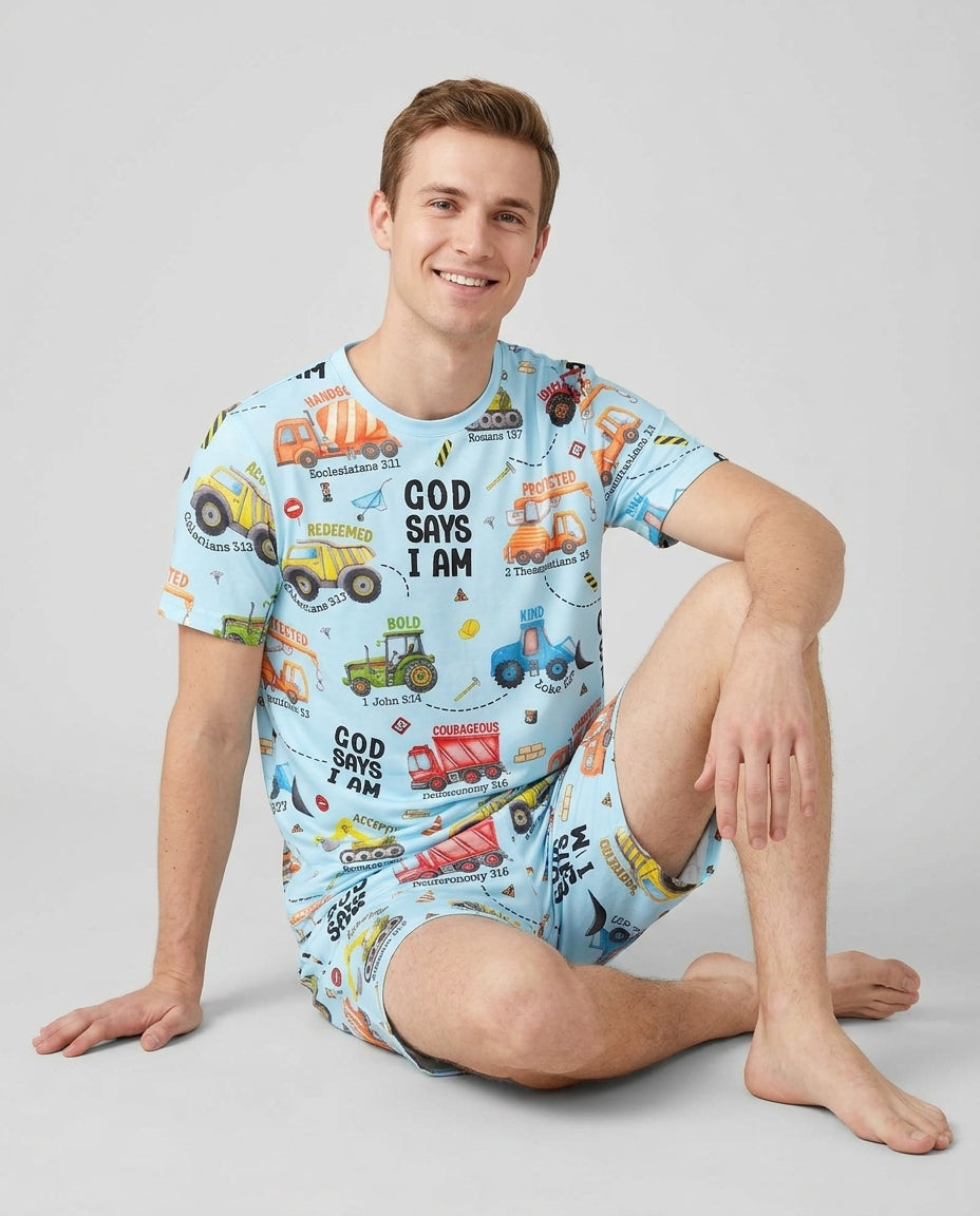God Says I Am Men Short Sleeve Short Pajama Set