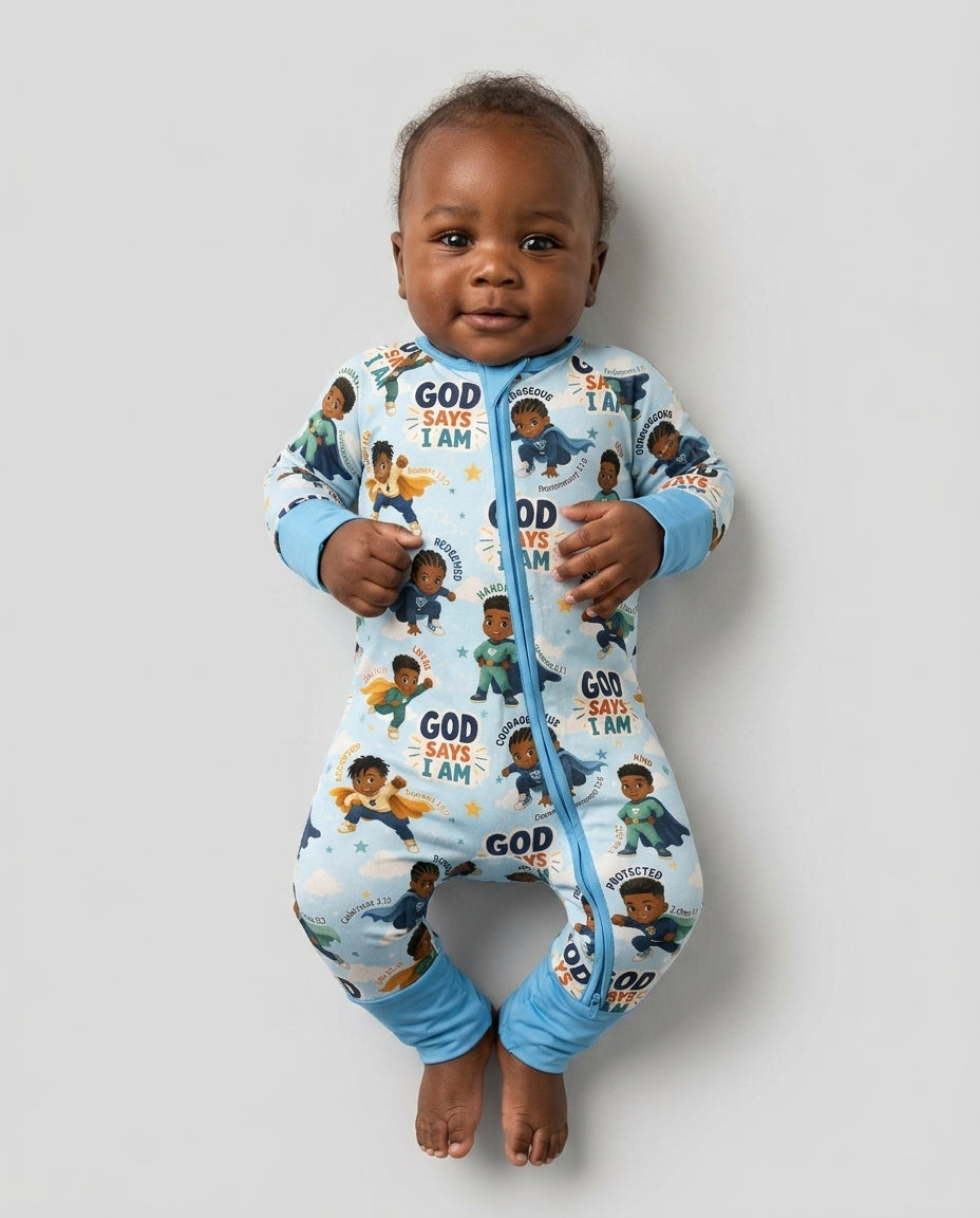 God Says I Am Black Superheroes Bamboo Convertible Zippy