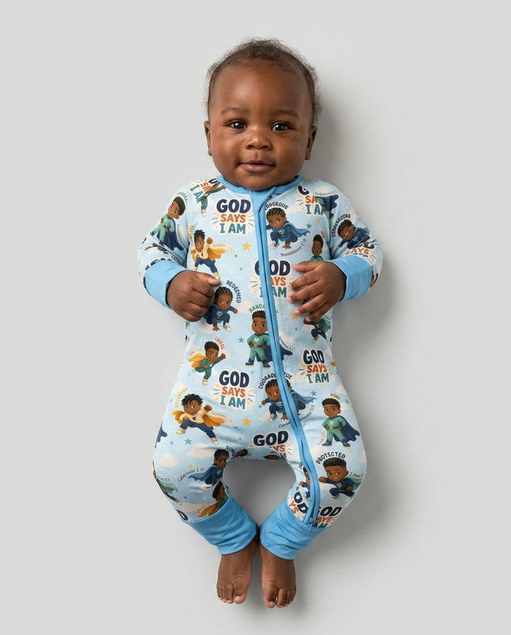 God Says I Am Black Superheroes Bamboo Convertible Zippy