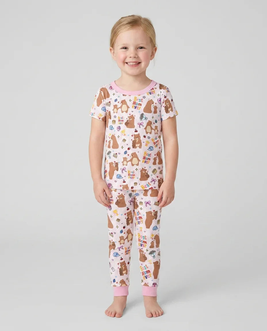 Best Mama Bear Ever Family Matching Bamboo Two Piece Short Sleeve Pajama Set