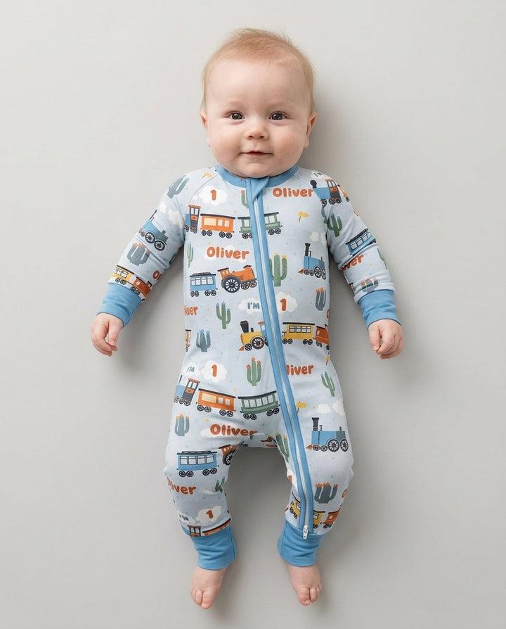 Personalized Train Birthday Bamboo Convertible Zippy