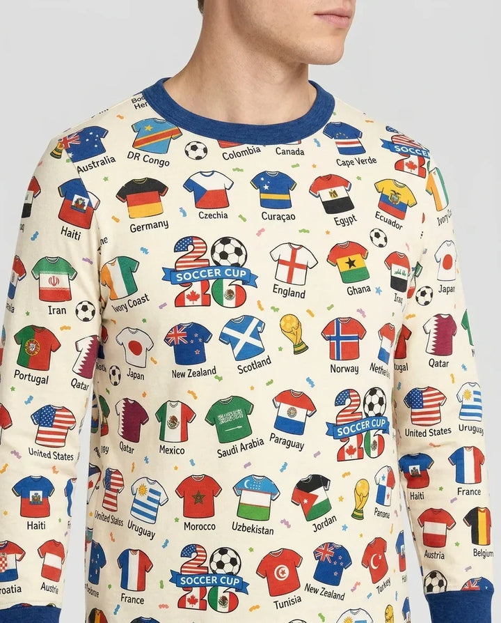 2026 Soccer World Jersey Flag Bamboo Men's Pajama Set