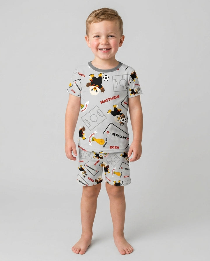 Pijama de bambú de dos piezas de manga corta con pantalón corto, plantilla personalizada