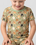 Puppy Garden Family Matching Bamboo Two Piece Short Sleeve Shorts Pajama Set