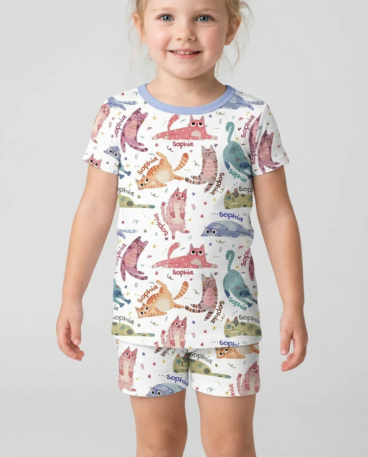 Cat Nap Crew Bamboo Two Piece Short Sleeve Shorts Pajama Set