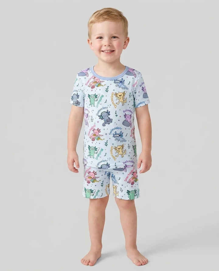 A Lotta Axolotls Bamboo Two Piece Short Sleeve Shorts Pajama Set