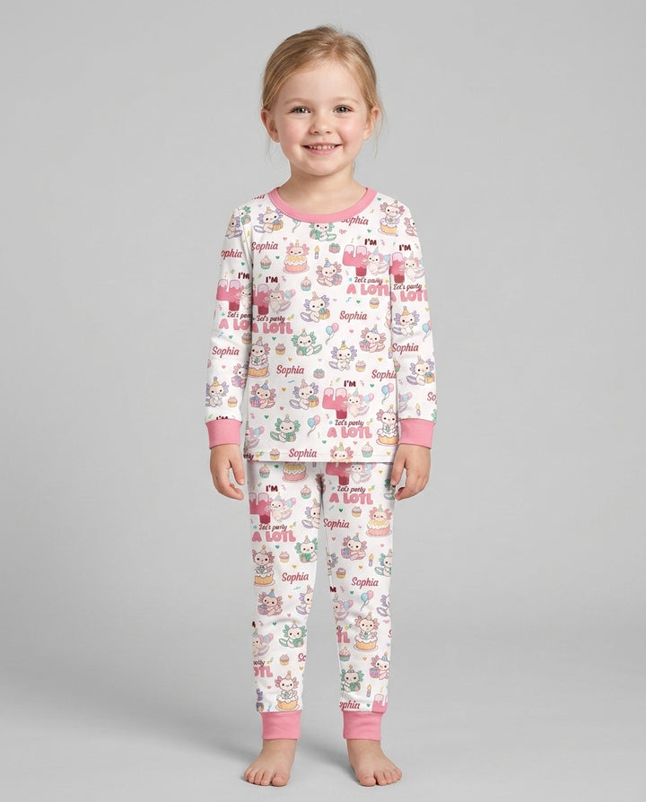 Personalized Birthday Lets Party A Lotl Bamboo Two Piece Long Sleeve Pajama Set