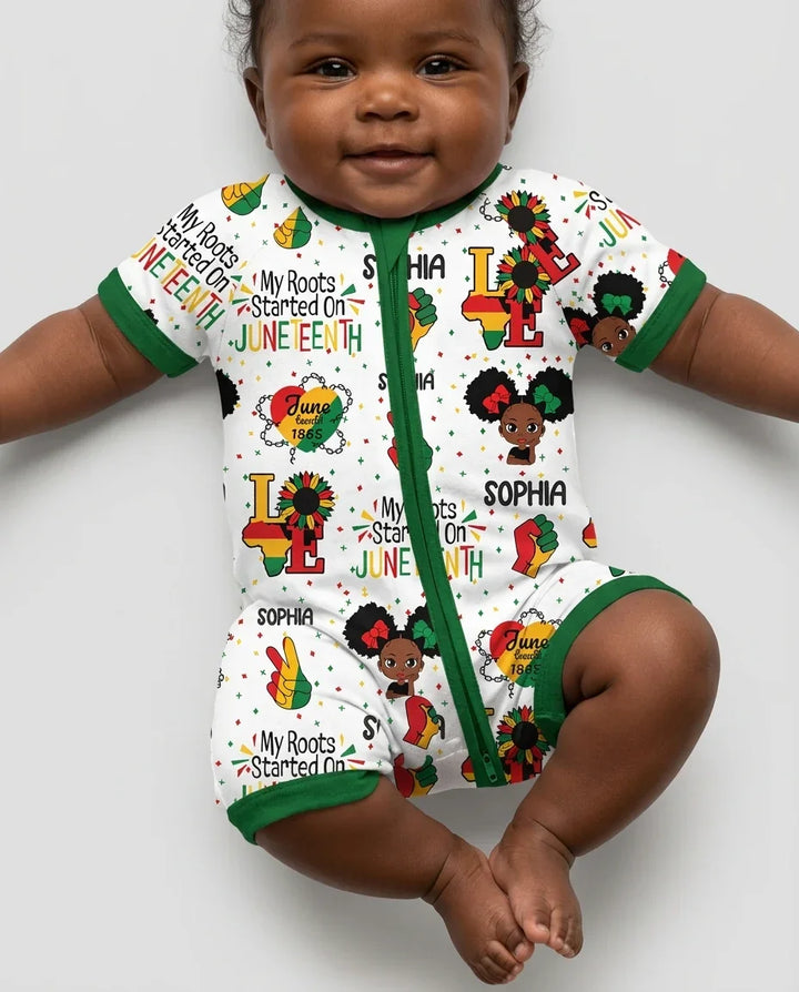 Custom Name My Roots Started On Juneteenth Bamboo Shorty Zippy