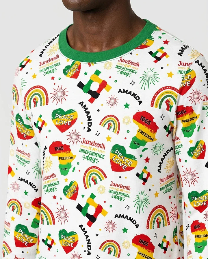Custom Name Juneteenth Is My Independence Day Bamboo Men's Pajama Set