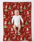 Santa Reindeer Snowflakes Bamboo Blanket